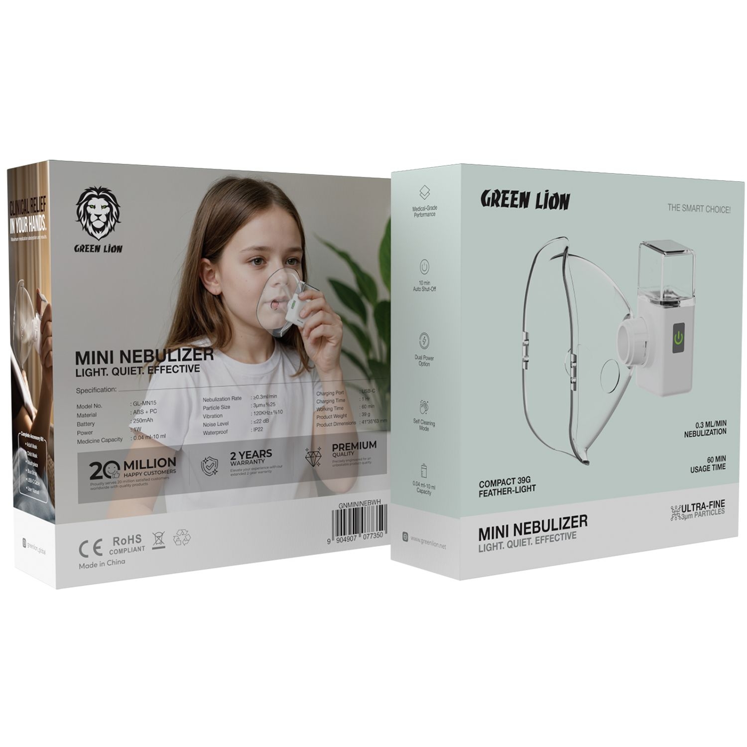 Green Lion Mini Nebulizer - White