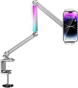 Porodo Alum.  Alloy Adjustable and Foldable  Cantilever Baracket with LED  -  Grey