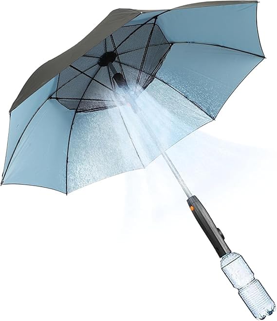 Umbrella with rechargeable fan