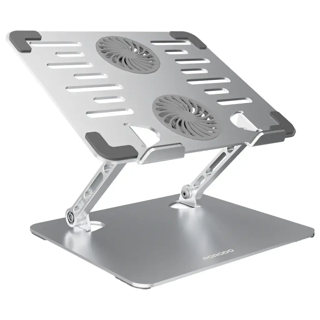 Porodo Aerodesk Laptop Stand  with Fan - Silver
